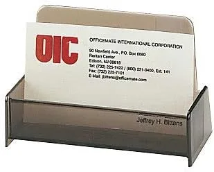 Vista 4 de Officemate Soporte para tarjetas de visita, capacidad para hasta 50 tarjetas, humo (97833)