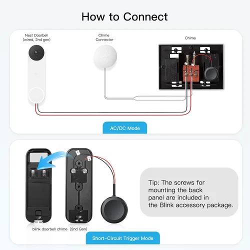 Vista 4 de Timbre inalámbrico compatible con timbre de video Blink (1ª y 2ª generación), kit extensor de timbre de video con elegante transmisor redondo