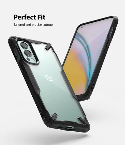 Vista 3 de Ringke Fusion-X - Funda compatible con OnePlus Nord 2 5G, parte trasera de policarbonato duro transparente, a prueba de golpes, resistente, marco