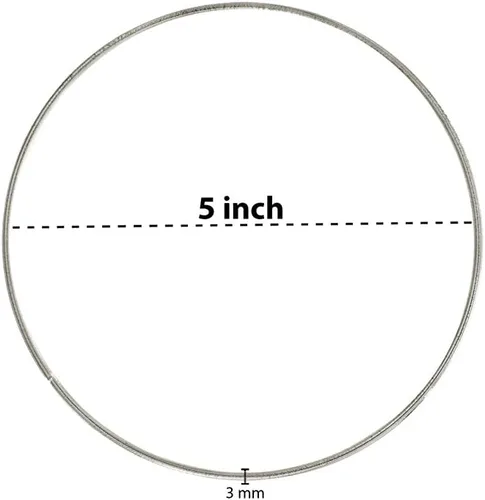 Vista 2 de Paquete de 5 aros de metal plateado (5 pulgadas), atrapasueños, macramé y manualidades