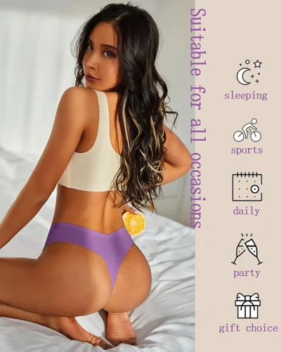 Vista 3 de ALL OF ME Tangas sin costuras para mujer bragas que no se muestran cintura en V elástica transpirable sexy paquete de 9 unidades XS-L