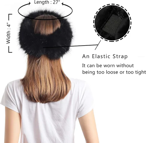 Vista 2 de LA CARRIE Faux Fur Headband with Stretch Women's Winter Earwarmer Earmuff