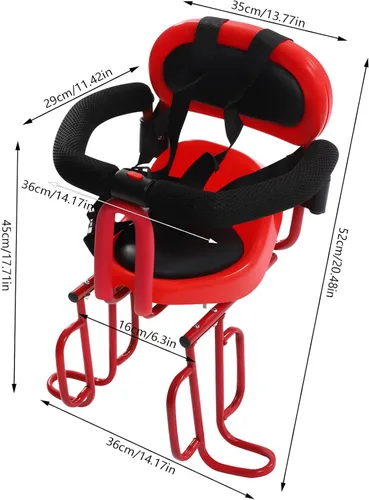 Vista 2 de Asiento trasero de bicicleta para niños, 14.17 x 20.48 pulgadas, portátil, montado en la parte trasera, asiento de bicicleta para niños, bicicleta