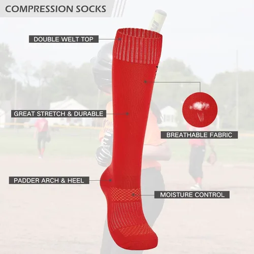 Vista 2 de American Trends Calcetines de sóftbol para niñas y adultos, calcetines de béisbol y sóftbol, calcetines deportivos con puntadas, para niñas jóvenes