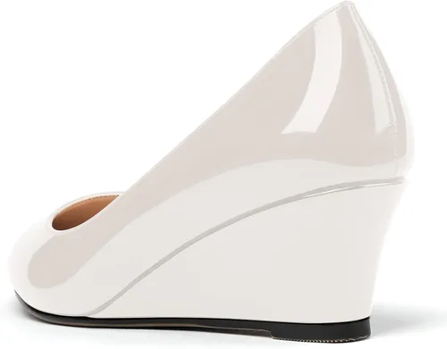 Vista 7 de MERRORI Zapatos de tacón bajo con cuña y puntera cuadrada sólida para mujer, de 2 pulgadas