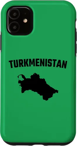 Vista 5 de iPhone 15 Isolated black silhouette of a map of Turkmenistan Case