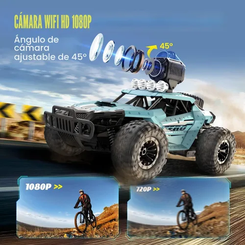 Vista 2 de DEERC Coches RC DE36W Coche de Control Remoto con Cámara HD FPV de 1080P, Camiones Monstruo Todoterreno de Alta Velocidad 1/16 para Niños y Adultos