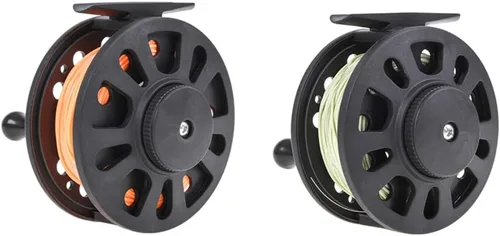 Vista 10 de Carrete de pesca con mosca, GLA 5/6WT carrete de pesca de plástico ABS con línea de pesca de nailon para agua dulce y salada, regalo de pescadores