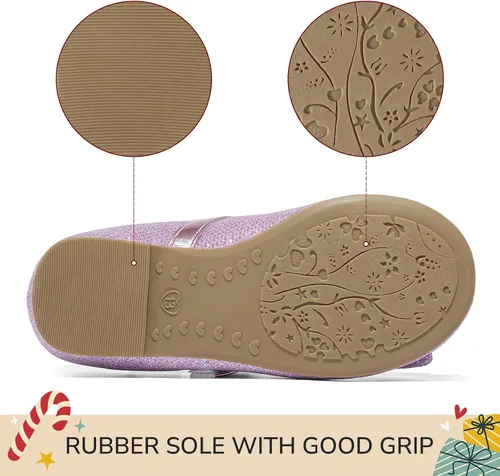 Vista 8 de K KomForme Zapatos planos de ballet para niña, antideslizantes, suaves, Mary Jane, para caminar, fiesta, zapatos de vestir para niños pequeñosniños