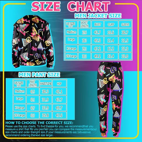 Vista 2 de Cuffbow Traje deportivo de los años 80 y 90 para hombre, sudadera deportiva de los años 80, estilo retro con capucha de los años 80, manga larga