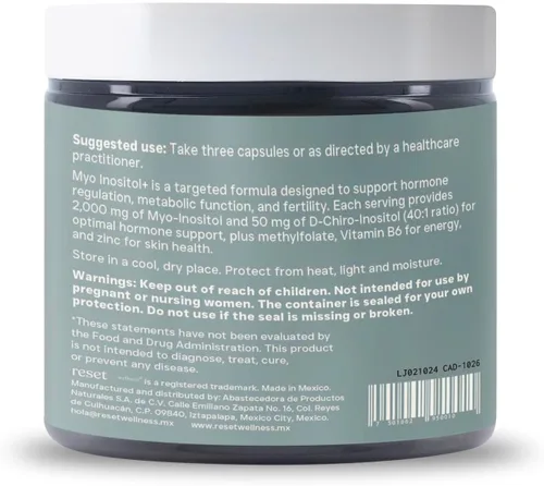 Vista 7 de MYOINOSITOL+ Mio-inositol y D-Chiro Inositol (proporción 40:1) + metilfolato, vitamina B6 y zinc Apoya el equilibrio hormonal, la salud