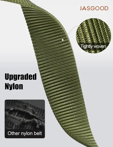 Vista 2 de JASGOOD Cinturón táctico de nailon reforzado resistente para hombres correa de cinturón militar ajustable con hebilla de metal