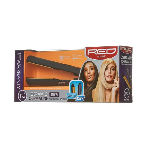 Vista 2 de RED by KISS Plancha profesional de turmalina de cerámica profesional para el cabello (1.25")