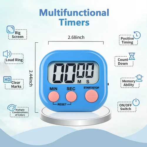 Vista 2 de Paquete de 24 temporizadores digitales de cocina, temporizador digital magnético con pantalla grande, temporizador de cocina con anillo fuerte