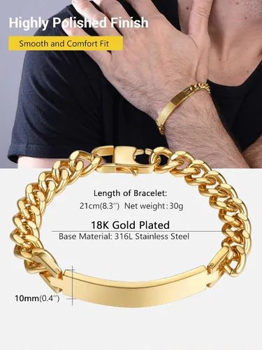 Vista 3 de PROSTEEL Pulsera personalizada para hombres y mujeres, con fecha de nombre, con grabado inicial y cita de inicial, pulseras de identificación