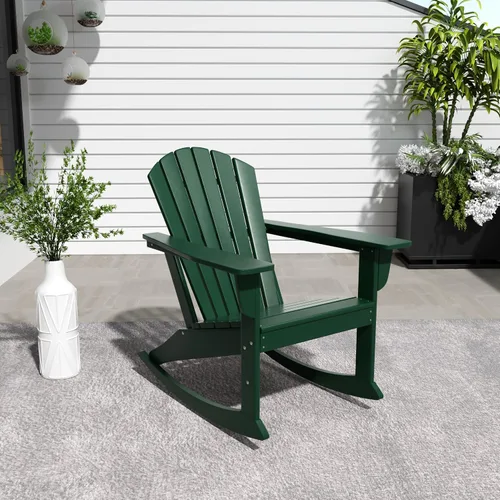 Vista 13 de WestinTrends Dylan - Silla mecedora Adirondack de plástico de polietileno para exteriores, color negro