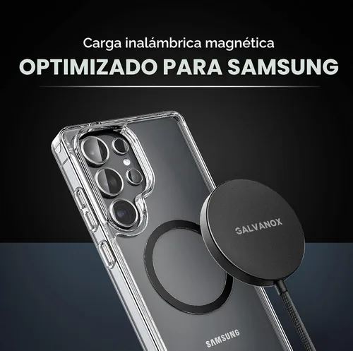 Vista 2 de Galvanox Cargador inalámbrico magnético para Samsung, compatible con MagSafe, el juego incluye adaptador de corriente PPS de carga rápida
