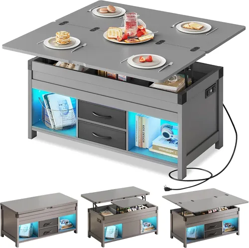 Vista 15 de WLIVE - Mesa auxiliar elevable de 40 pulgadas con almacenamiento, mesa Negro