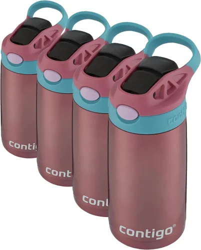 Vista 8 de Contigo Botella de agua de acero inoxidable para niños con popote AUTOSPOUT rediseñado, 13 onzas, arándano y manzana verde, fácil de limpiar, sin BPA