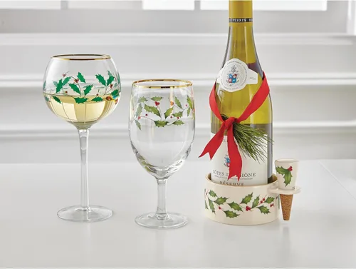 Vista 4 de Lenox 870006 Hosting The Holidays Juego de Posavasos para Vino y Tapón, Tema Navideño