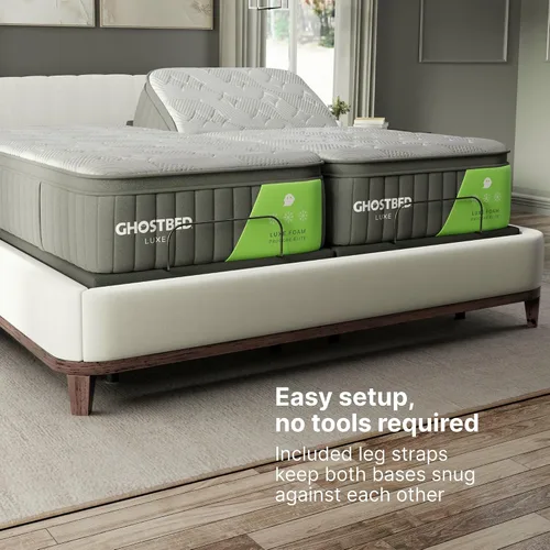 Vista 9 de GhostBed Base de cama ajustable y base de alimentación con control remoto inalámbrico, ajustes de gravedad cero y masaje, puertos USB, tamaño King