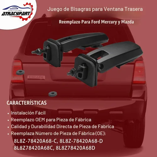 Vista 2 de Juego de bisagras de ventana trasera, bisagra de vidrio de compuerta trasera derecha e izquierda Reemplazo para Ford Escape 2008-2012, Mercury