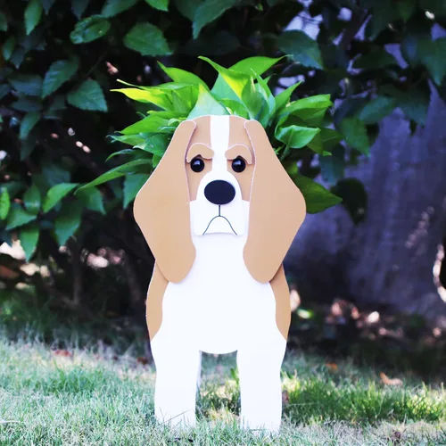 Vista 4 de Beagles - Contenedor para plantas con forma de perro, para amantes de las mascotas, maceta de PVC lindo para perros, macetas de cara para decoración