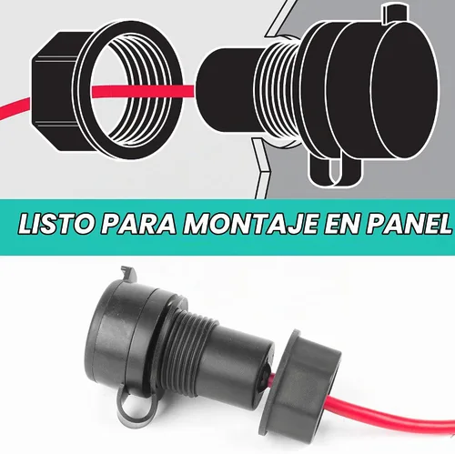 Vista 4 de Wagan Cable de extensión CC de 12V/24V 12ft con montaje en panel y cubierta a prueba de clima..