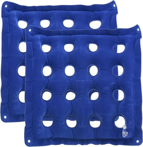 Vista 7 de PATIKIL Cojín de asiento inflable, paquete de 2 cojines de asiento de aire portátiles transpirables flocados cuadrados para el hogar, sillas de Gris