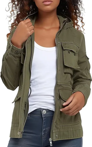 Vista 9 de SheKiss Casual Jackets for Women Trendy Lightweight Outfits with Pockets Camuflaje ejército