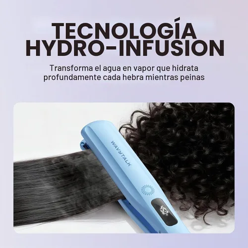Vista 7 de Wavytalk Plancha de pelo a vapor para menos daño por calor, plancha plana Azul bebé