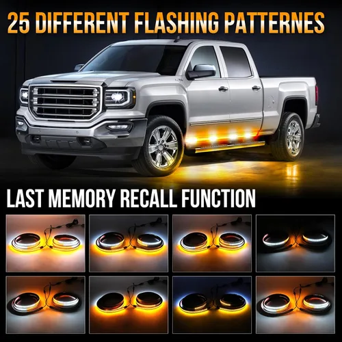 Vista 3 de 2 tiras de luces estroboscópicas de emergencia de 70 pulgadas, color blanco ámbar, 1152 LED, impermeables, flexibles, intermitentes, advertencia