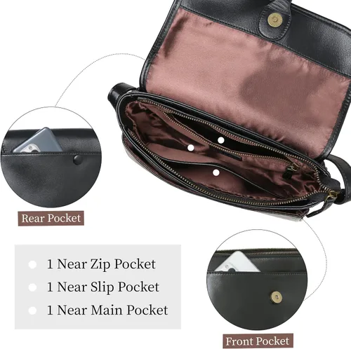Vista 6 de HESHE Bolsos cruzados para mujer, bolsos de cuero, bolsos de hombro, bolso de diseñador para mujer, bolso cruzado