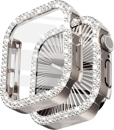 Vista 67 de Surace - Carcasa de 1.49 pulgadas compatible con Apple Watch con protector de pantalla, caja protectora general con diseño de diamantes brillantes