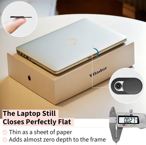 Vista 2 de Yilador Funda para cámara de laptop, funda ultradelgada para cámara web para iPhone, iPad, MacBook Pro, iMac, teléfono celular, accesorios de PC