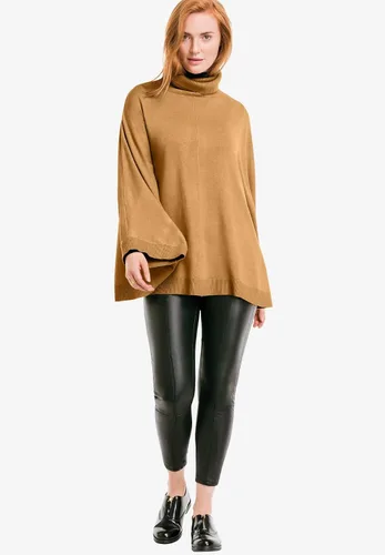 Vista 5 de ellos Suéter de poncho de cuello alto para mujer, talla grande