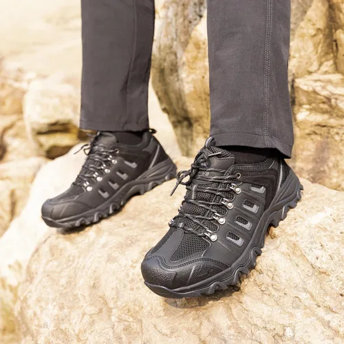 Vista 7 de NORTIV 8 Zapatos de senderismo impermeables para hombre, zapatos de senderismo de cuero para exteriores, senderismo, camping, caminata