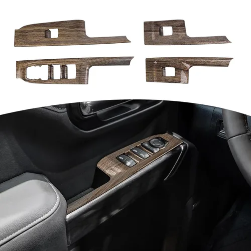 Vista 9 de RT-TCZ Panel de interruptor de ventana eléctrica Silverado para Chevy Silverado 2019-2021 para GMC Sierra 2019-2022, accesorios interiores de grano