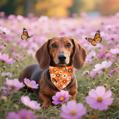 Vista 5 de Unique Style Paws Bandanas para perros, 1 unidad, lavables, de algodón, triangular, para otoño, con margaritas de abeja, para perros y gatos