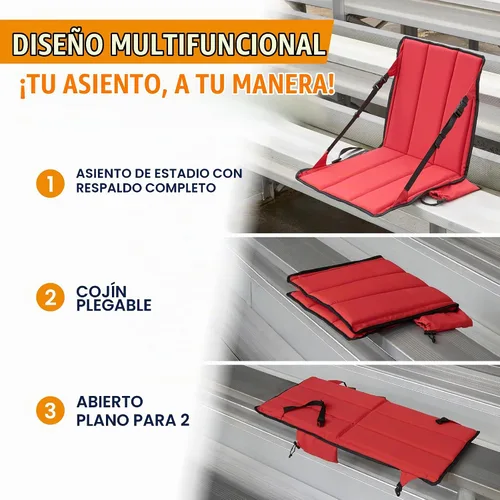 Vista 6 de Asiento de estadio calefactado Arden, plegable, ligero con correa de transporte, cojín de espuma para mayor comodidad, ajustable, con soporte