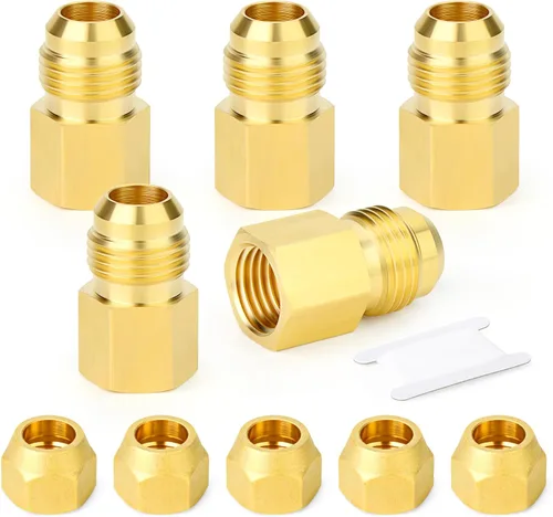 Vista 30 de GASHER Adaptador de codo de montaje de tubo de latón de 1/2 pulgada flare x 1/2 pulgada NPT macho Pipe