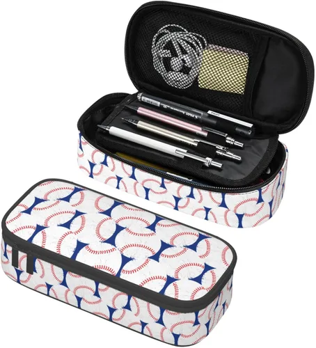 Vista 18 de Estuche de lápices con textura de pelota de fútbol americano, bolsa de almacenamiento de gran capacidad, bolsas de papelería con cremallera, soporte