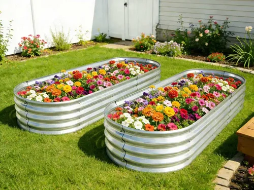 Vista 5 de Jardinera elevada de metal para jardín de 6 x 2 pies para plantas vegetales y hierbas (2 unidades)