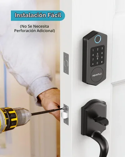 Vista 7 de Cerradura de puerta de entrada sin llave, cerrojos inteligentes de huellas dactilares con teclado de pantalla táctil para puerta delantera, cerrojo