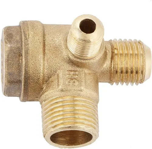 Vista 8 de Válvula de control del interruptor de presión del compresor de aire Latón Rosca macho de 90 grados 3 puertos Válvula de retención Tubo Conector
