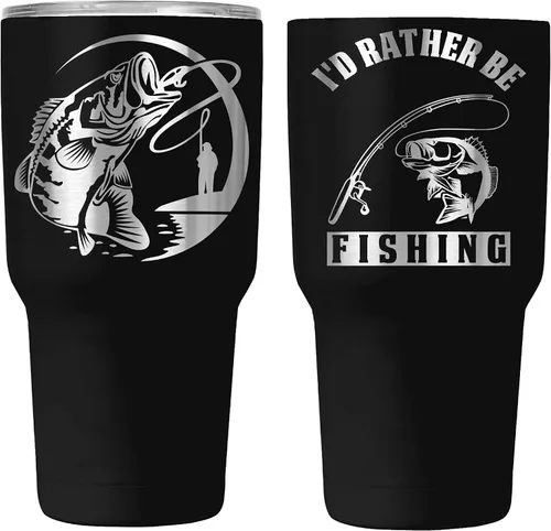 Vista 6 de Regalo de pesca de 30 onzas I'd Rather Be FishingTumbler y regalos de pesca Regalo para un pescador Incluye popote de silicona y tapa Taza