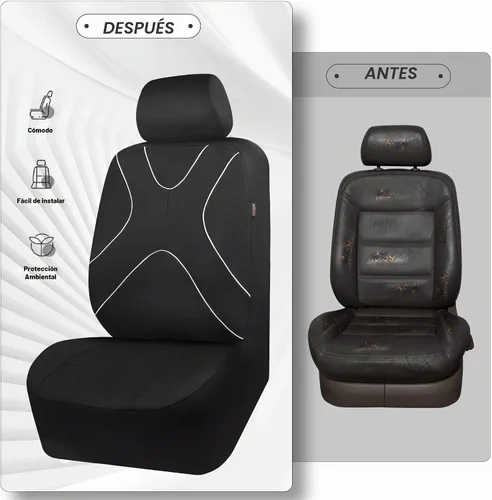 Vista 5 de Fundas de tela para asiento delantero, transpirables, compatibles con bolsas de aire, ajuste universal para el 95% de los sedanes, camionetas