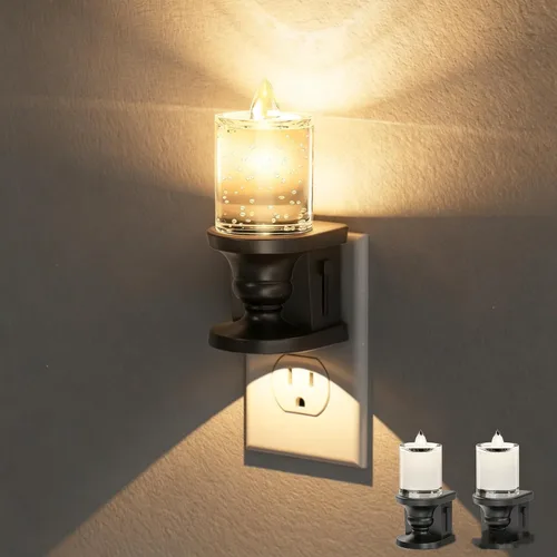 Vista 9 de Briignite Flameless Candle Night Light, Amber Night Lights, Dusk to Dawn
