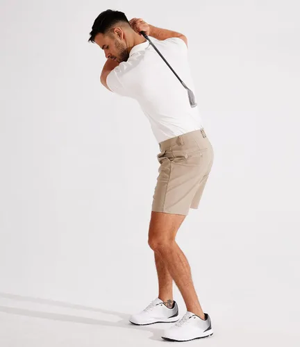 Vista 5 de Libin Pantalones cortos de golf para hombre, pantalones cortos de vestir casuales de trabajo con frente plano de 7 pulgadas y 9 pulgadas, elásticos