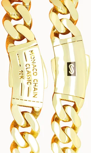 Vista 9 de Nuragold 10k Oro Amarillo Real Royal Monaco 9mm Pulsera de Eslabones Cubanos de Miami (6"-9") Joyería Italiana para Hombres y Mujeres